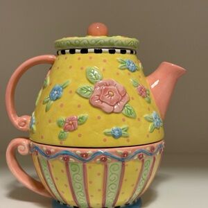 Floral Yellow Teapot Set Mary Engelbreit